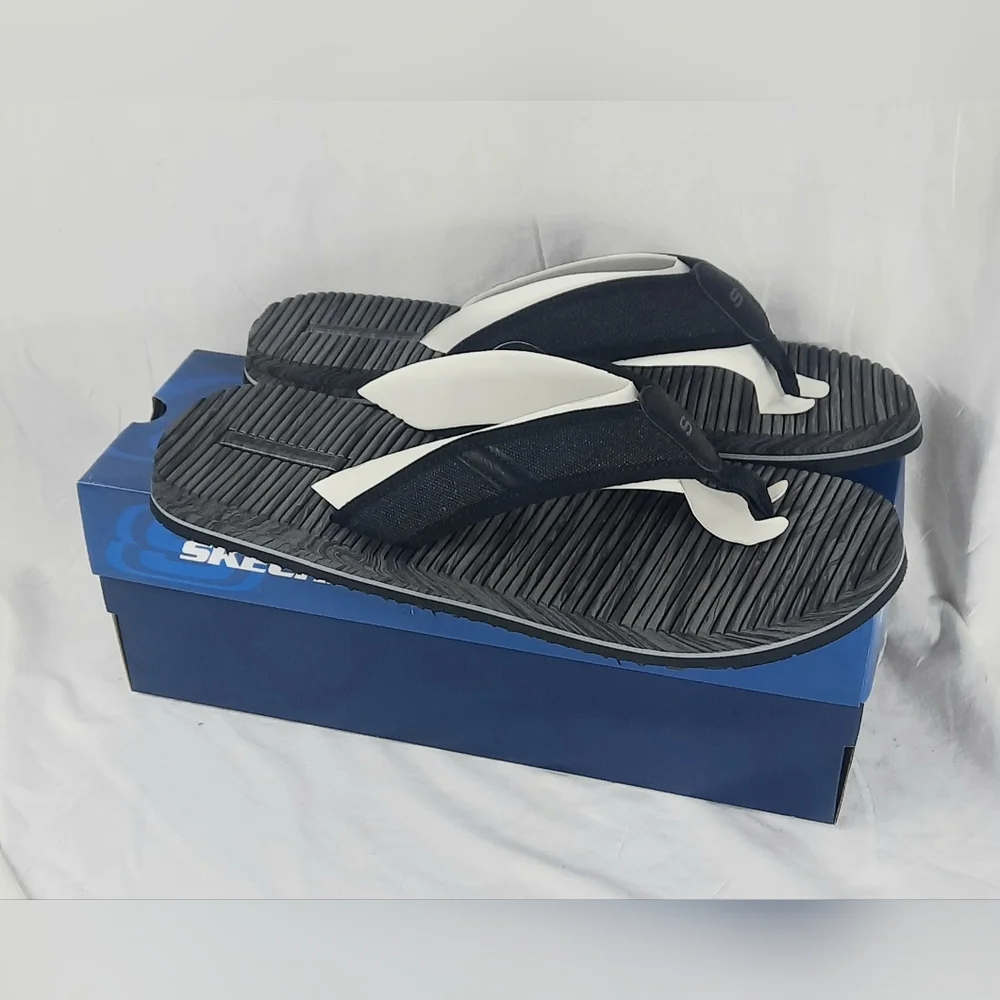 Skechers Tantric Rafe Mens Thong Sandals Size 13 Relaxed Fit Comfort Black NEW